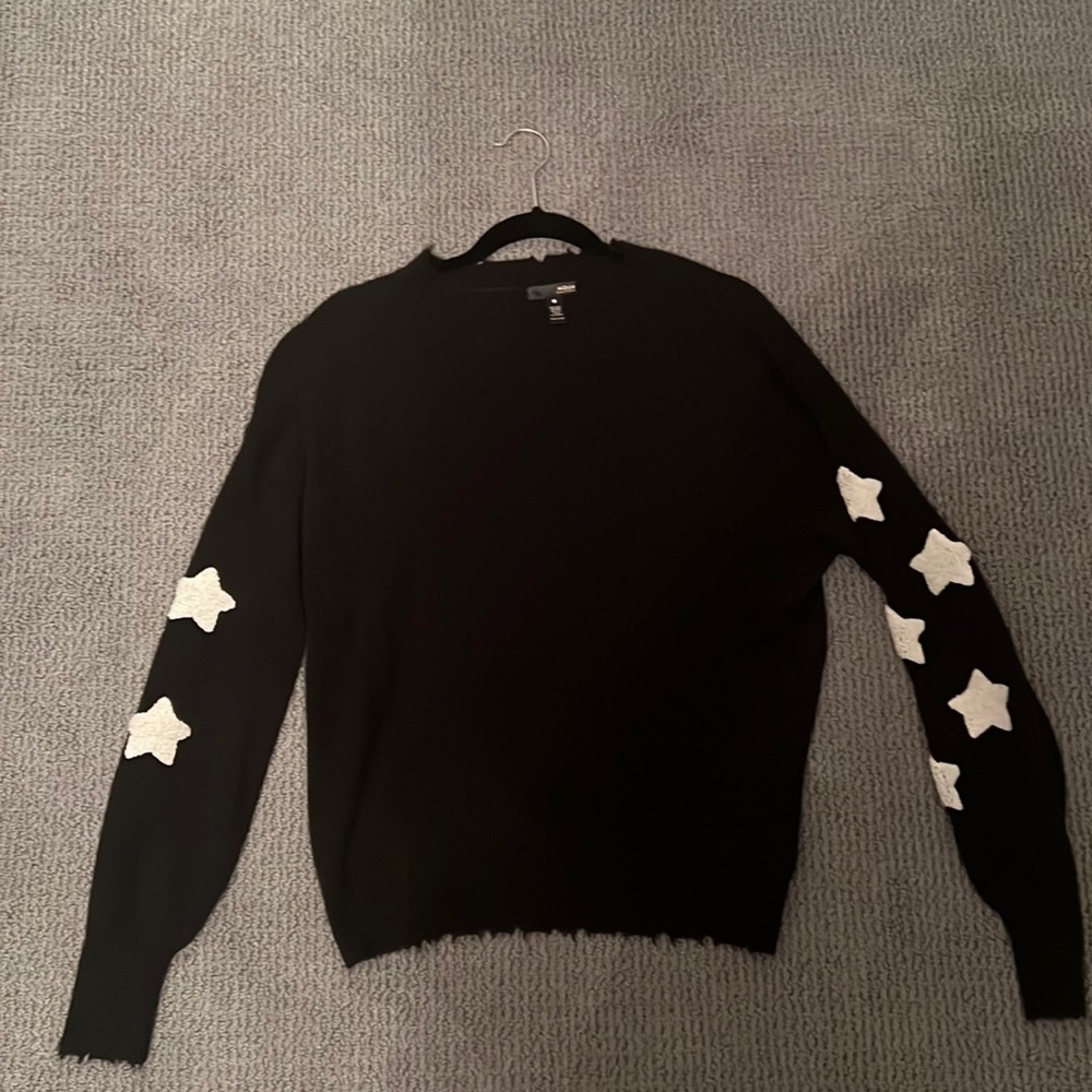 Cashmere sweater-black with white stars